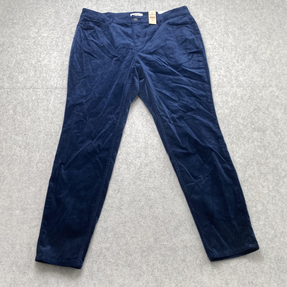 LOFT Plus Dress Pants Womens 16 (35x28) Blue Velvet Slim Leg Stretch Casual